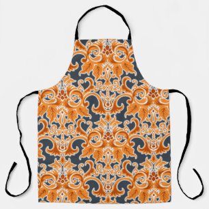 Yellow blue Ornament Seamless Background Patternab Apron