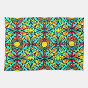 Yellow Blue Patterned Kitchen Towel