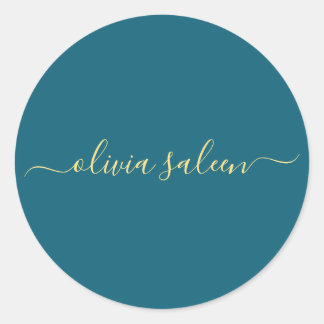 Yellow blue  personalized  classic round sticker