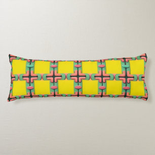 Yellow Blue Pink Plaid Geometric Colourful Pattern Body Pillow