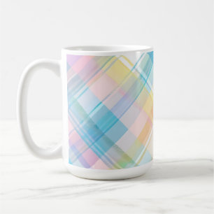 YELLOW BLUE PINK PURPLE EASTER PLAID PATTERN COFFEE MUG
