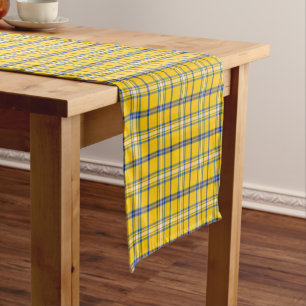 Yellow Blue Plaid Classic Pattern Table Runner