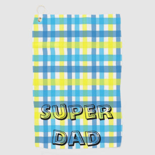 Yellow Blue Plaid Golf Towel Super Dad