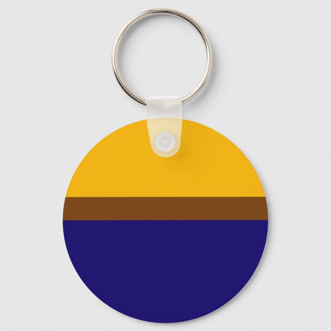 Yellow Blue Plain Colour Block Design  Keychain (Front)