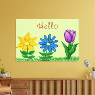 Yellow Blue Purple Floral Garden Canvas