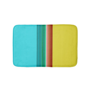 Yellow Blue Red Multicolor Striped Pattern Bath Mat