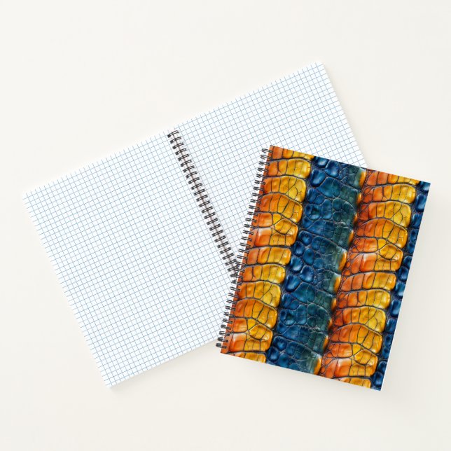Yellow Blue Reptile Leather Notebook (Inside)