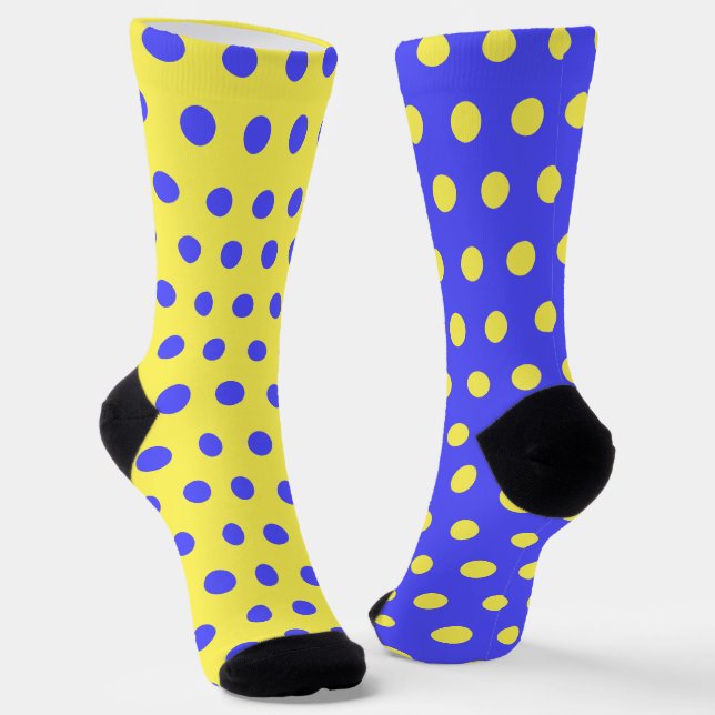 Yellow Blue Socks with Polka Dots or Choose Colour (Angled)