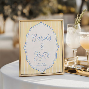 Yellow & Blue Stripe Cards and Gifts Sign