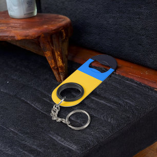 Yellow Blue Stripes  Keychain Bottle Opener