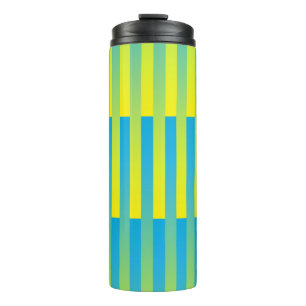 Yellow Blue Stripes Pattern Thermal Tumbler