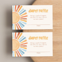 Yellow blue sunshine boho diaper raffle cards