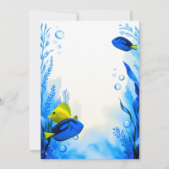 Yellow Blue Tangs Fish Wedding Party Invitation  (Front)