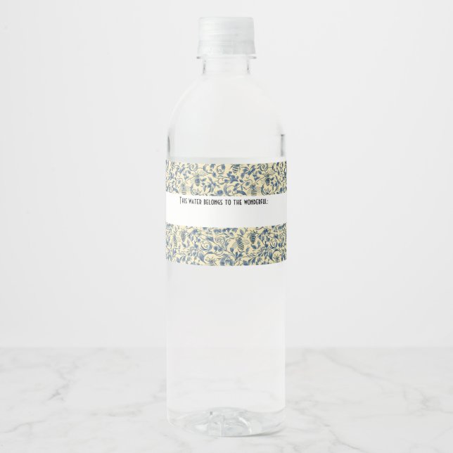 Yellow-Blue Toile Water Label (Front)