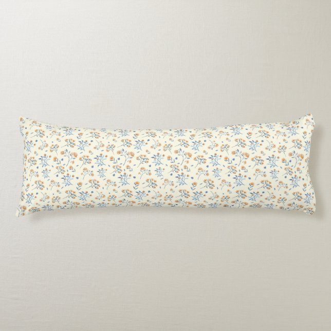 Yellow Blue Vintage Wildflower Pattern   Body Pillow (Front)