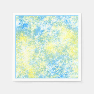 Yellow Blue Watercolor Marble Paint Splash Pattern Napkin