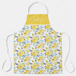 Yellow & Blue Watercolor Pattern Apron