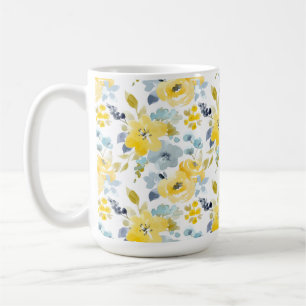 Yellow & Blue Watercolor Pattern Coffee Mug