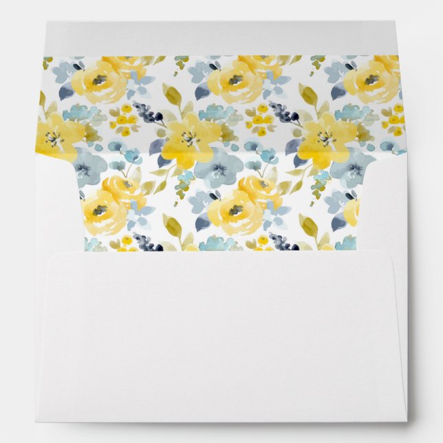 Yellow & Blue Watercolor Pattern Envelope (Back (Bottom))