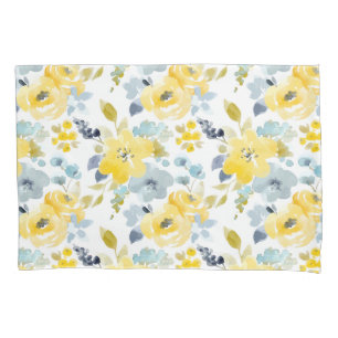 Yellow & Blue Watercolor Pattern Pillowcase
