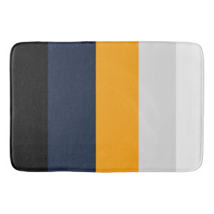 Yellow, blue, white, and black stripes bath mat