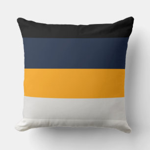 Yellow, blue, white, and black stripes throw pillow