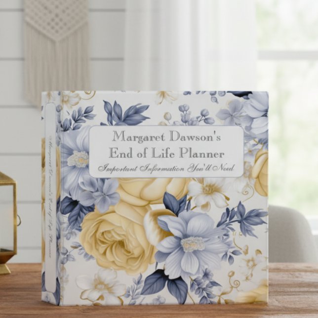Yellow Blue & White Floral End of Life Planner Binder (Creator Uploaded)