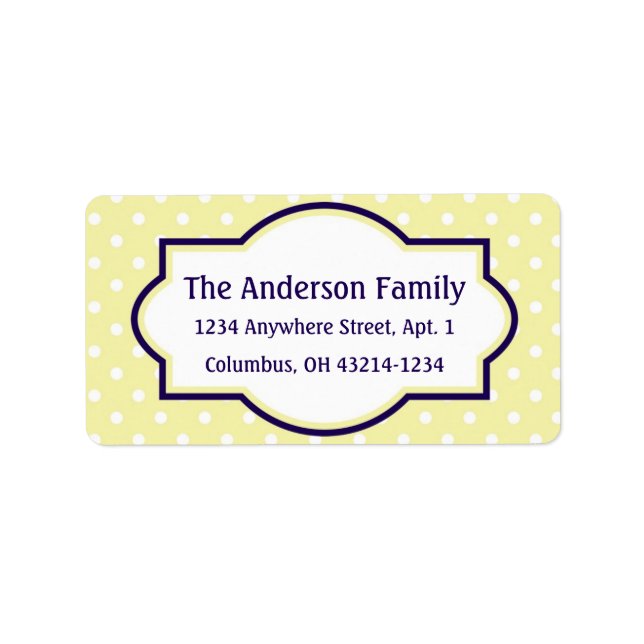 Yellow Blue & White Polka Dot Return Address Label (Front)