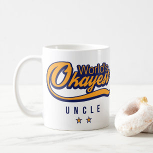 Yellow Blue World's Okayest Uncle With Two Stars Coffee Mug