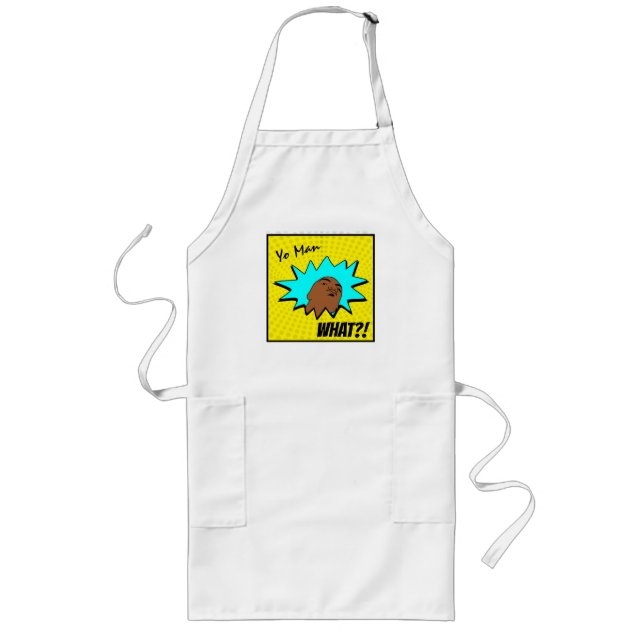yellow blue Yo Man What You Want Mug Shot Comics Long Apron (Front)