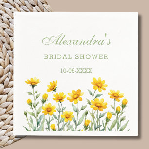 Yellow Boho Chic Wildflower Bridal Shower Napkin