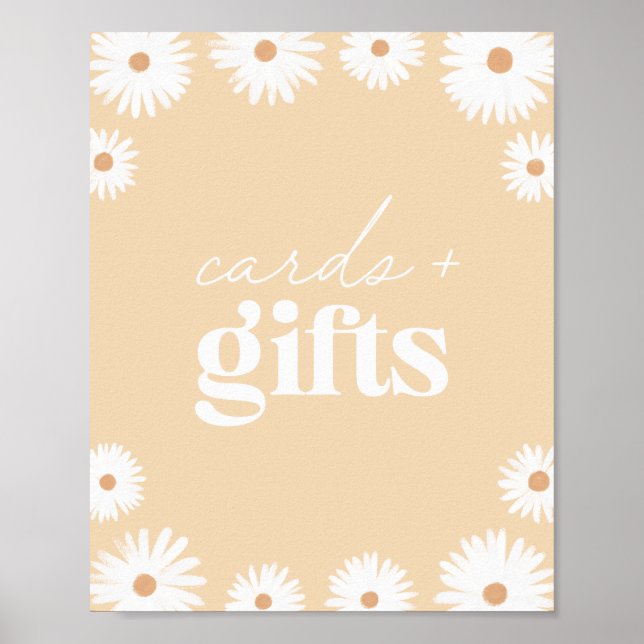Yellow Boho Daisy Birthday Party Cards and Gifts Poster (Front)