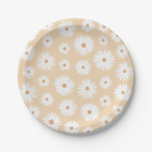 Yellow Boho Daisy Birthday Party Paper Plate