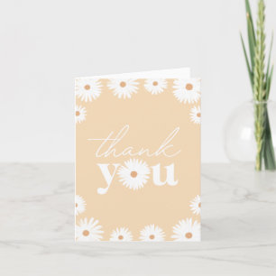 Yellow Boho Daisy Birthday Party Thank You Card