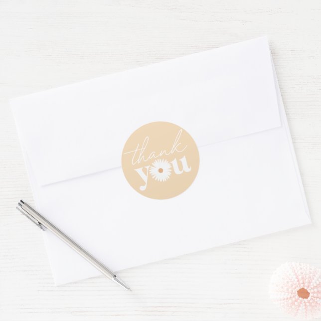 Yellow Boho Daisy Birthday Party Thank You Classic Round Sticker (Envelope)