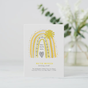 Yellow Boho Rainbow We've Moved  Announcement  Postcard