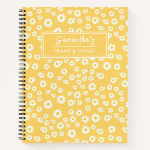 Yellow Boho Spring Daisies Pattern Notebook