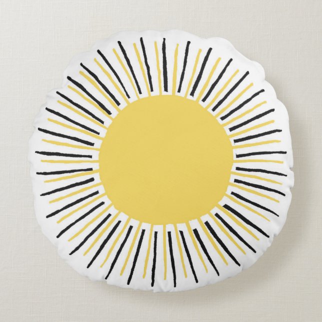 Yellow boho sun pillow (Front)