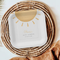 Yellow Boho Sunshine Baby Shower Paper Plates