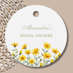 Yellow Boho Wildflower Bridal Shower Thank You  Favour Tags