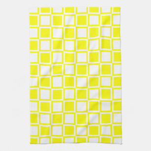 Yellow Bold Mod Squares Kitchen Towel
