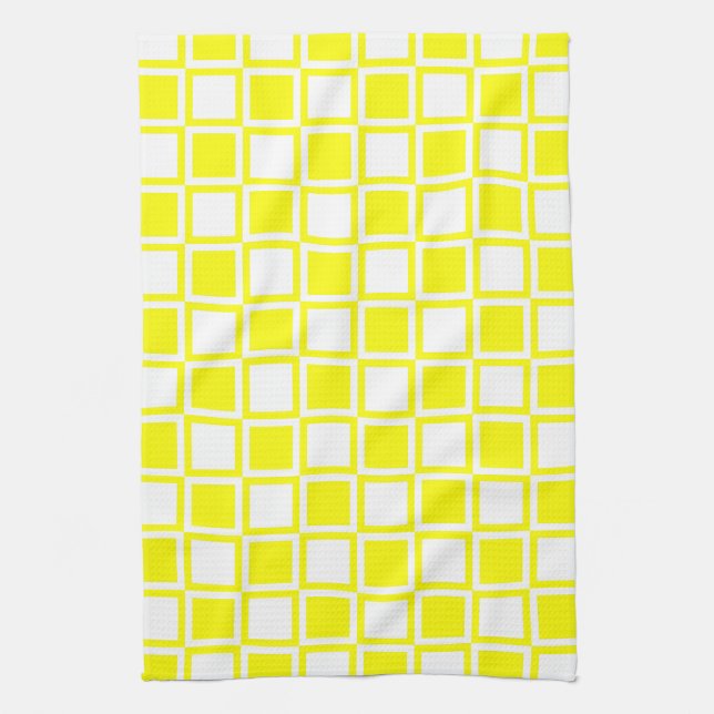 Yellow Bold Mod Squares Kitchen Towel (Vertical)