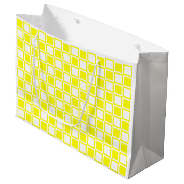 Yellow Bold Mod Squares Large Gift Bag (Front Angled)