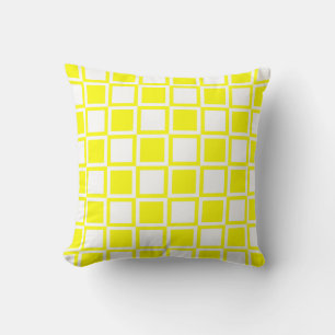 Yellow Bold Mod Squares Throw Pillow