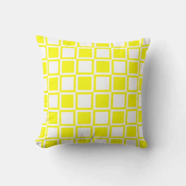 Yellow Bold Mod Squares Throw Pillow (Front)