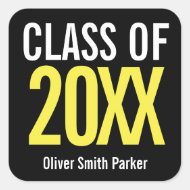 Yellow Bold Personalized Graduation ANY YEAR Square Sticker