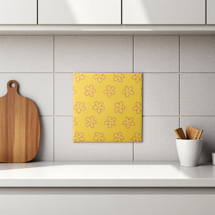 Yellow Bold Y2K Wildflower Vibrant Spring Decor Tile