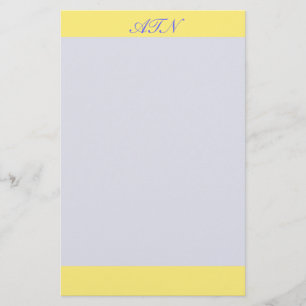 yellow border monogram stationery