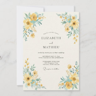 Yellow Botanical Bloom Wedding Invitation