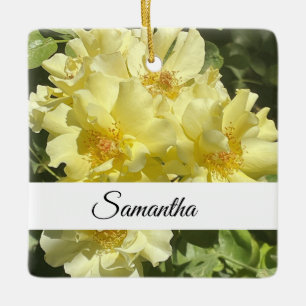 Yellow Botanical Flowers Ceramic Ornament